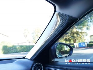 Alfa Romeo Giulia Interior A-Pillar Trim Set - Genuine Carbon Fiber